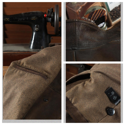 Men's Short 740N Leather Pea Coat