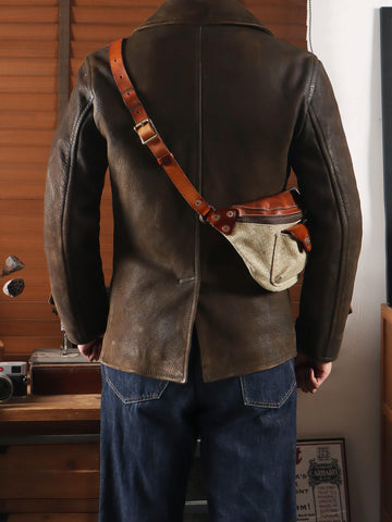 Men's Short 740N Leather Pea Coat