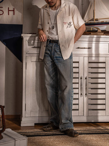 Men's Short Sleeve Linen Aloha Shirt
