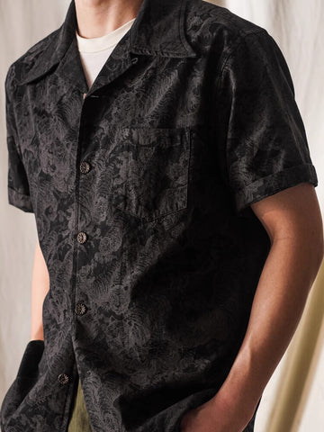 Men's Black Tiger Jacquard Aloha Shirt