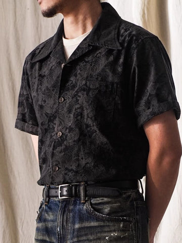 Men's Black Tiger Jacquard Aloha Shirt