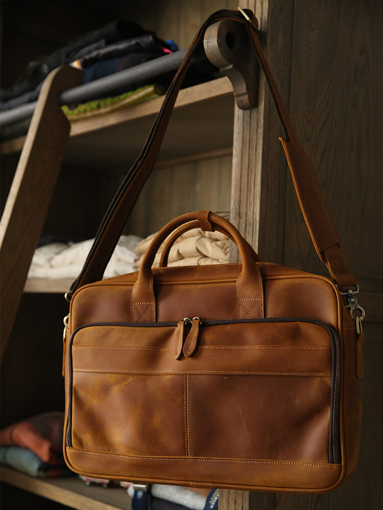 Men's Shoulder Bag, Crazy Horse Leather