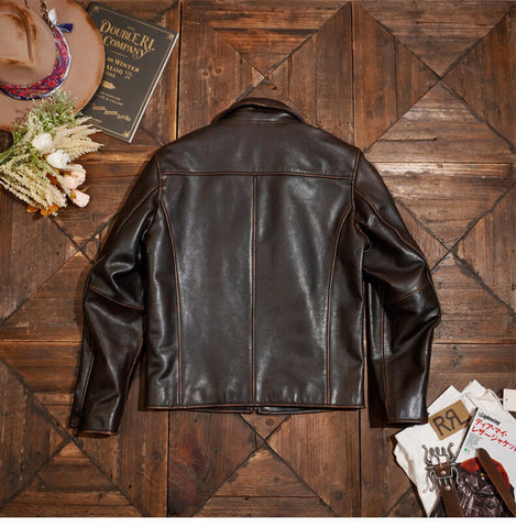 Men's Single Riders Leather Jacket, Teacore Cowhide