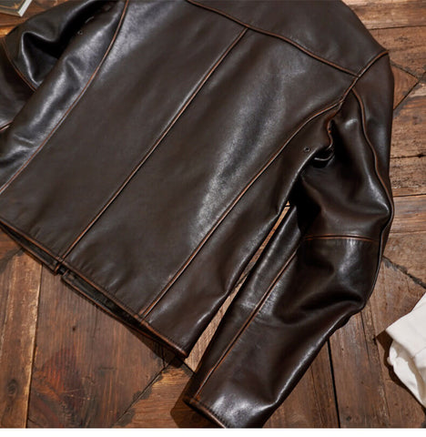 Men's Single Riders Leather Jacket, Teacore Cowhide