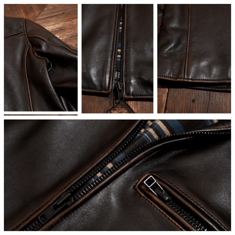 Men's Single Riders Leather Jacket, Teacore Cowhide