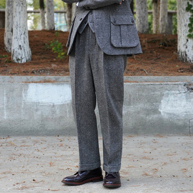 mens grey pleated dress pants Brent Wilson Men's Pleated Pants Grey