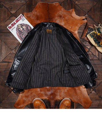 Men's Sports Leather Jacket, Tea Core Horsehide