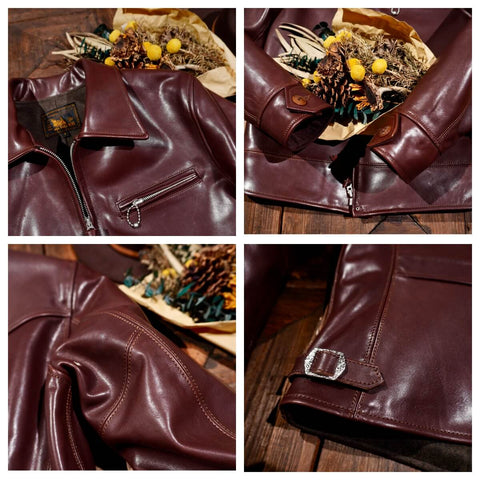 Men's Sports Leather Jacket, Tea Core Horsehide