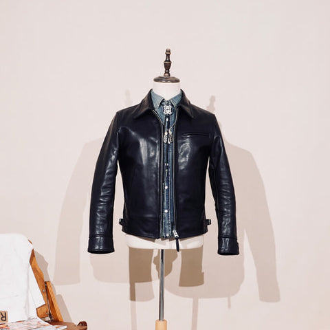 1930s Sports Leather Jacket Black