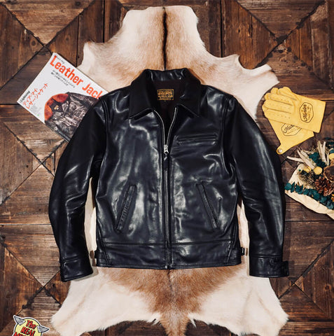 1930s Sports Leather Jacket Black