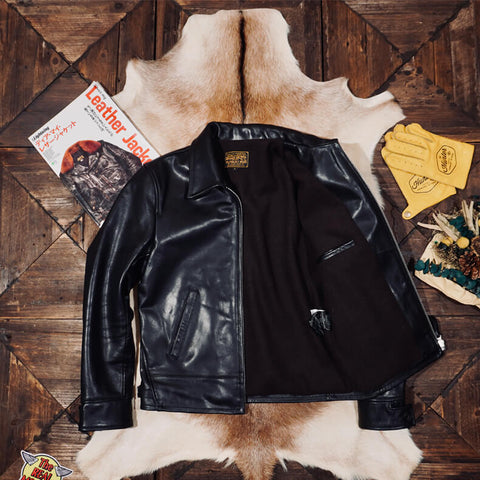 1930s Sports Leather Jacket Black