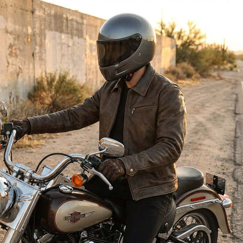 Men's 1930s Biker Jacket, Matte Black