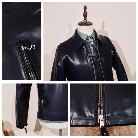 Men's Half Belt Sports Leather Jacket