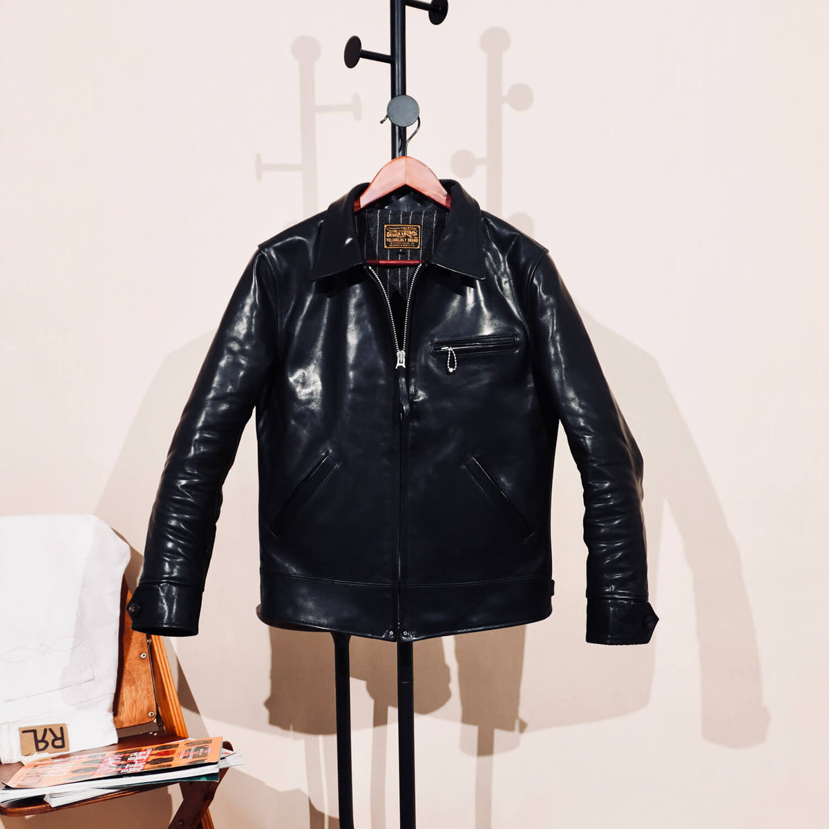 Men's Sports Leather Jacket, Tea Core Horsehide