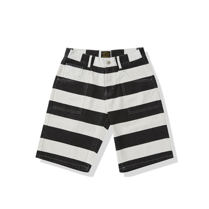 Men's Striped Moto Shorts