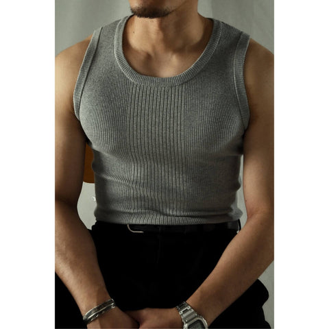 Men's Striped Stretchy Tank Top