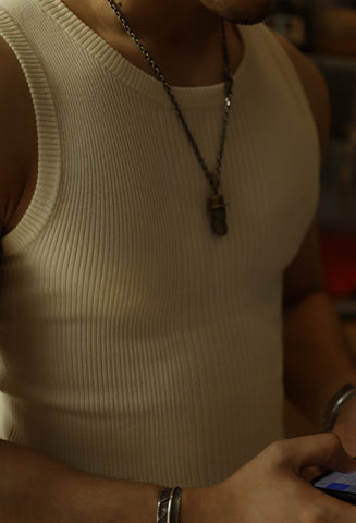 Men's Striped Stretchy Tank Top