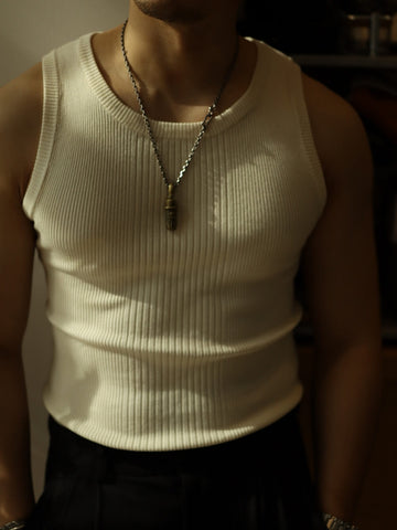 Men's Striped Stretchy Tank Top