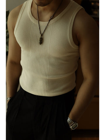 Men's Striped Stretchy Tank Top