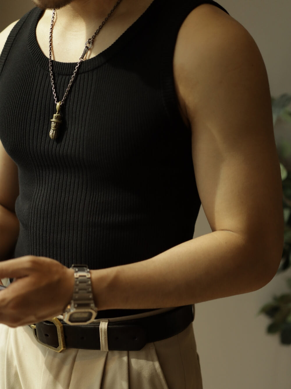 Men's Striped Stretchy Tank Top