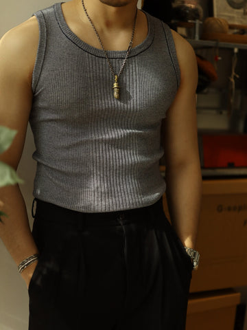 Men's Striped Stretchy Tank Top