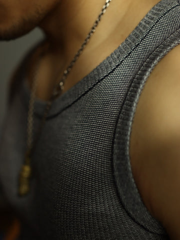 Men's Striped Stretchy Tank Top