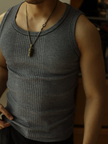Men's Striped Stretchy Tank Top
