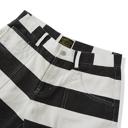 Men's Striped Moto Shorts