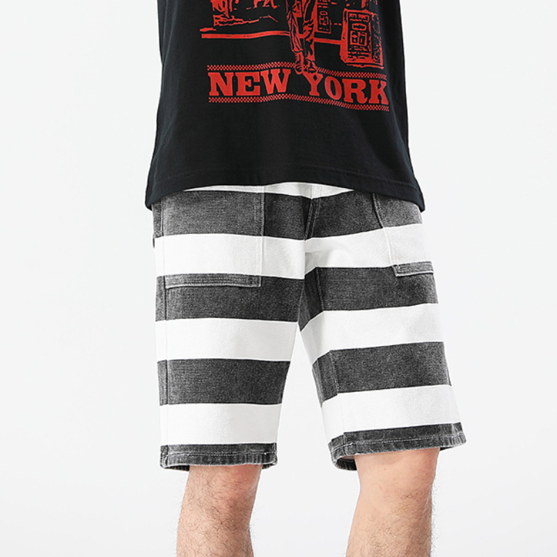 Men's Striped Moto Shorts