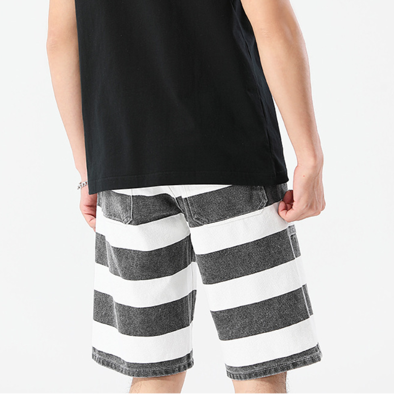 Men's Striped Moto Shorts