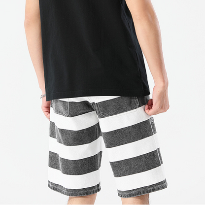 Men's Striped Moto Shorts