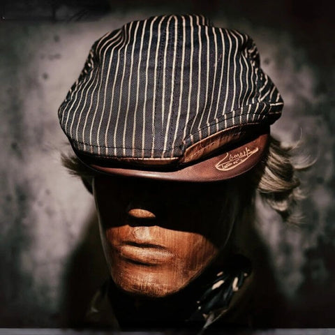 Distressed Striped Flat Cap Unisex