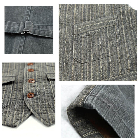 Gilet à col en V en jacquard rayé pour homme