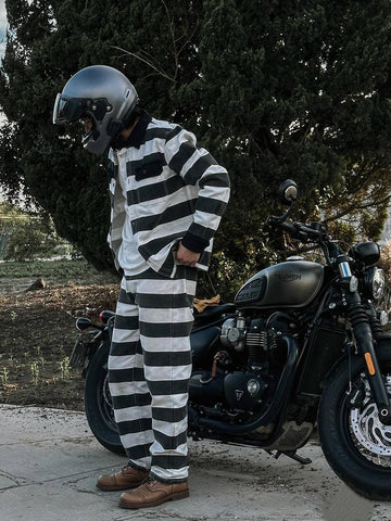 Men's Striped Moto Jacket