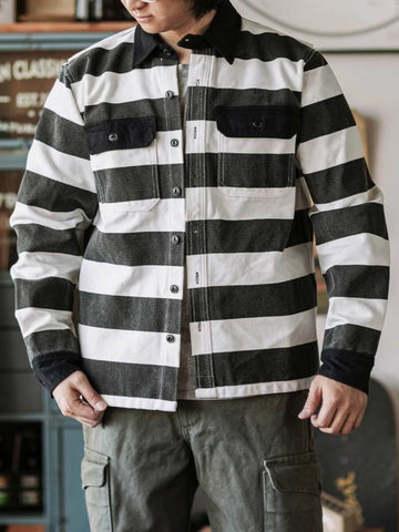 Men's Striped Moto Jacket