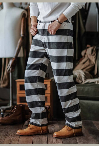 メンズ ストライプ モーターサイクルパンツ