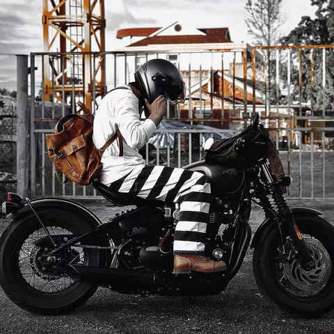 メンズ ストライプ モーターサイクルパンツ