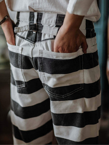 メンズ ストライプ モーターサイクルパンツ