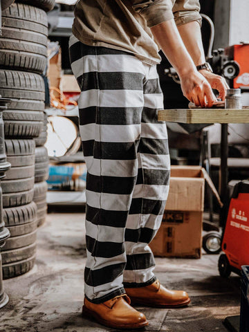 メンズ ストライプ モーターサイクルパンツ