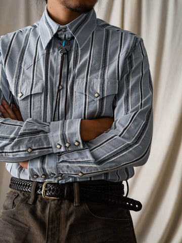 Men's Gray Salt Pepper Western Shirt