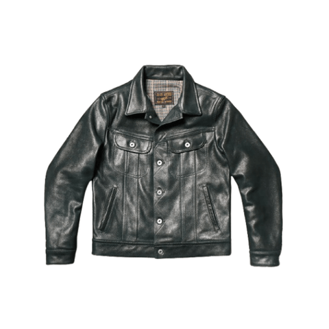 Men's Rider Leather Jacket, Olive Calfskin