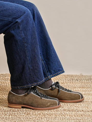 Men's Two Tone Suede Bowling Sneakers