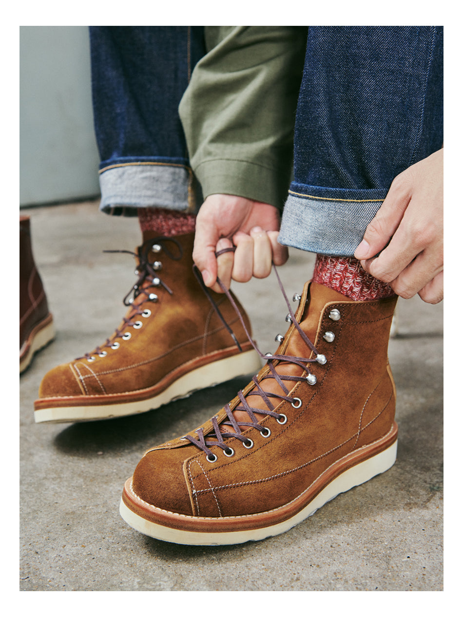 Suede Lineman Boots, Roughout Leather