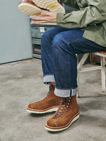 Suede Lineman Boots, Roughout Leather