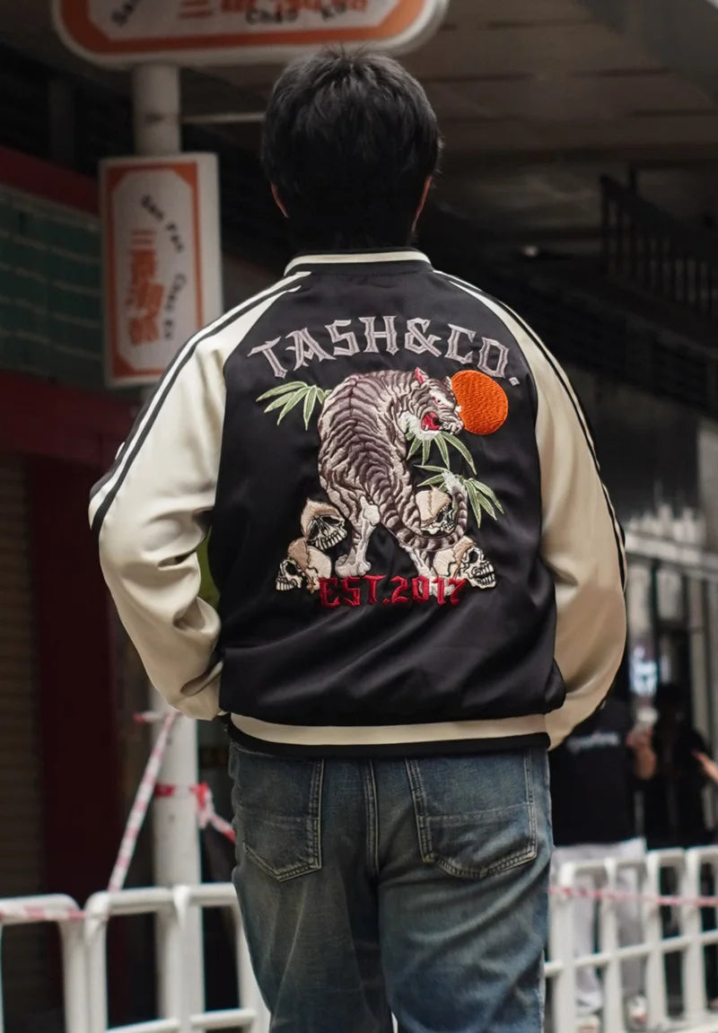 Bomber jacket with tiger shops embroidery