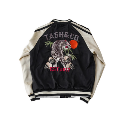 Satin tiger bomber jacket discount