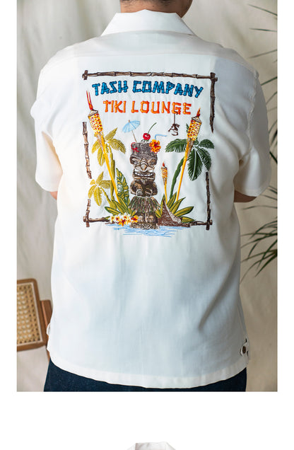 Men's TIKI Embroidery Cuban Collar Shirt