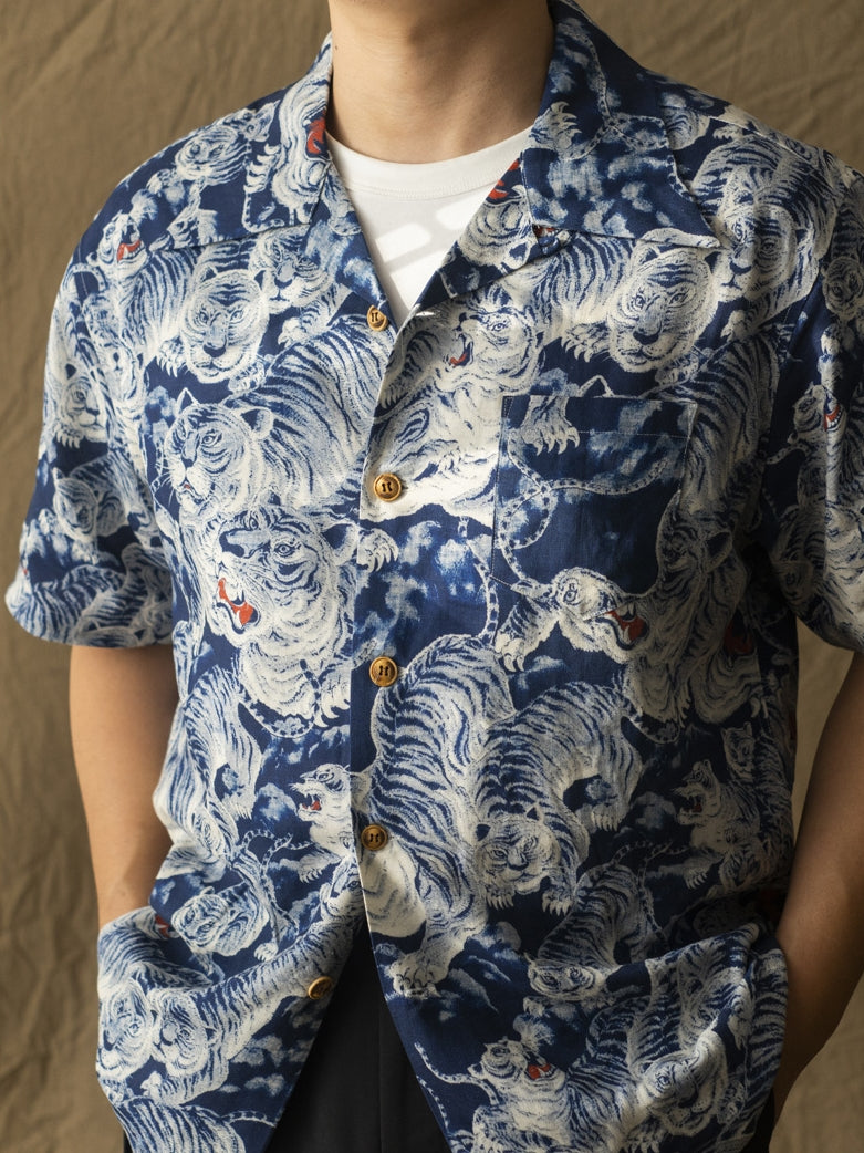 Men's Tiger Print Aloha Shirt