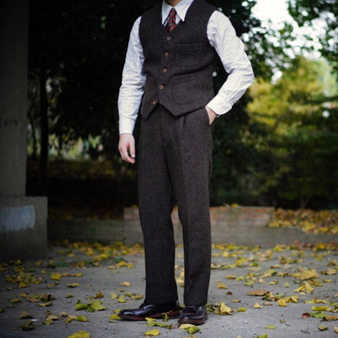 Men's Chocolate Brown Tweed Pants