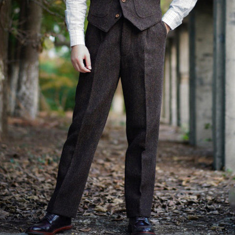 Men's Chocolate Brown Tweed Pants M / Chocolate Brown